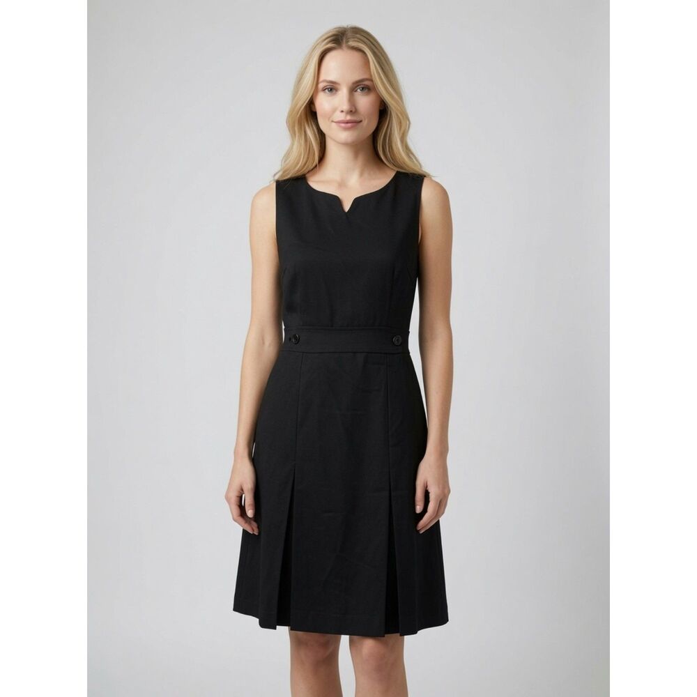 Suzuya Black Sleeveless Pleated Dress Size L NWT Business Cocktail Office Formal